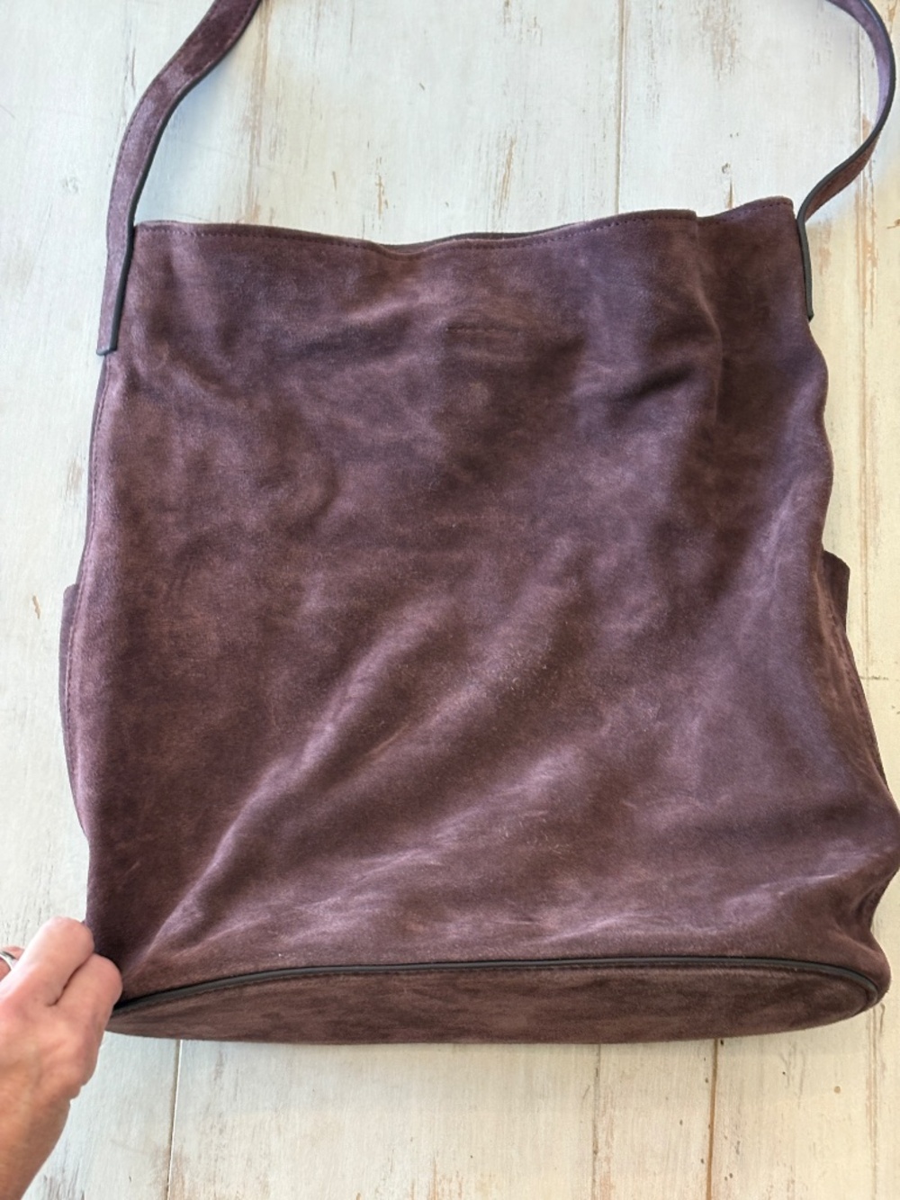 Anthropologie Buckled North-South Suede Tote Bag - Picture 5 of 8
